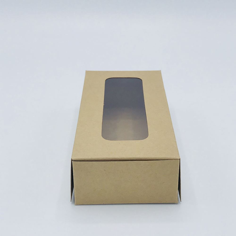 กล่องกระดาษทรงสี่เหลี่ยมผืนผ้าสีวอลนัท-บราวน์ โชว์หน้าสินค้า ขนาด 8x8x20 cm. 50 ชิ้น รหัสสินค้า: 005665