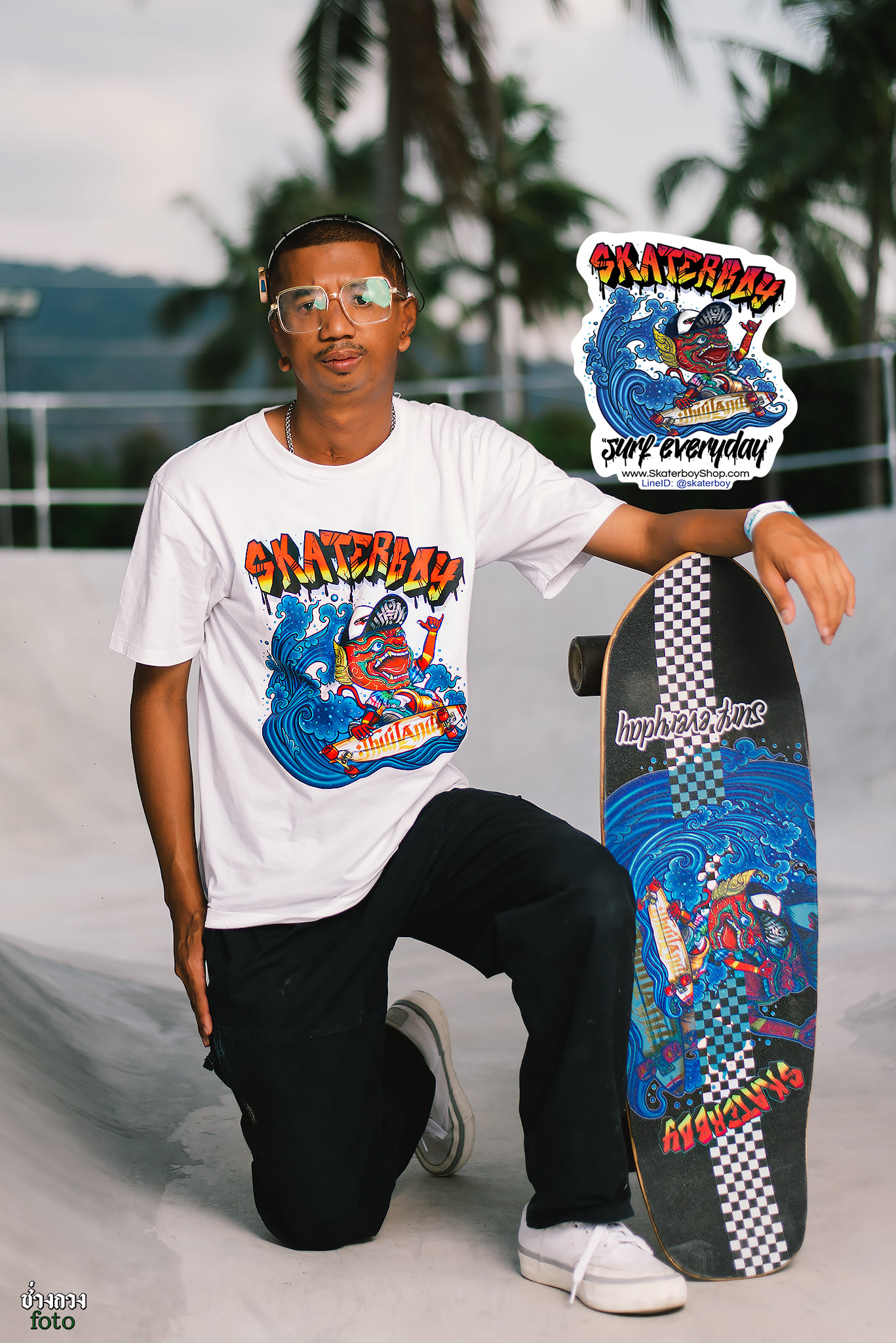 [0101] เสื้อยืดนักสเก็ตผ้า Cotton100 ใส่สบายไร้ตะเข็บข้าง