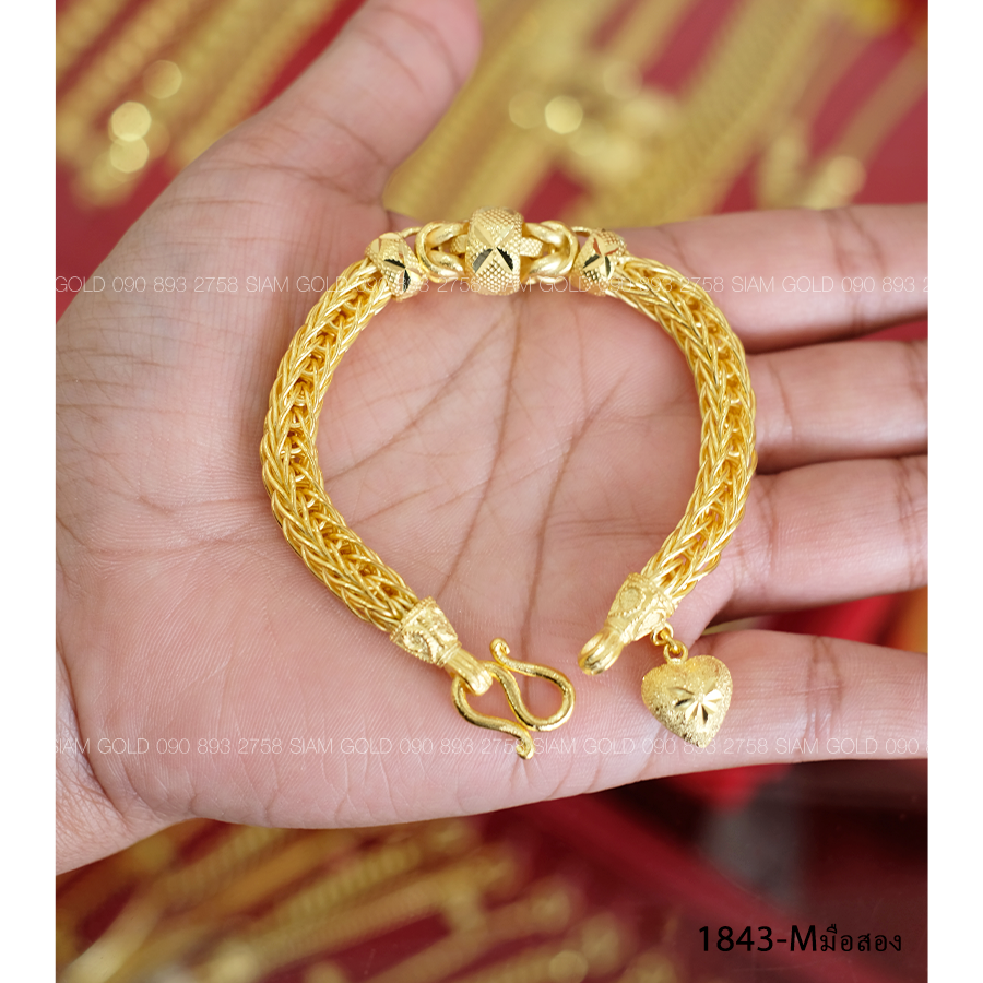 (M-มือสอง) สร้อยข้อมือ แปดเสาคั่นโอ่งและมีนาห้อยจี้หัวใจ 5 บ.(มีตำหนิใกล้ระย้า)**