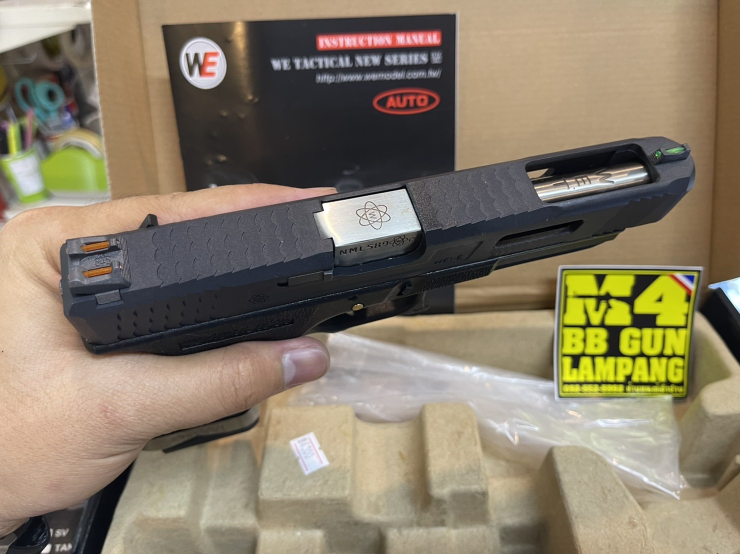 WE - Glock 35 G-Force T1 เฟรมดำ สไลด์ดำ ท่อเงิน