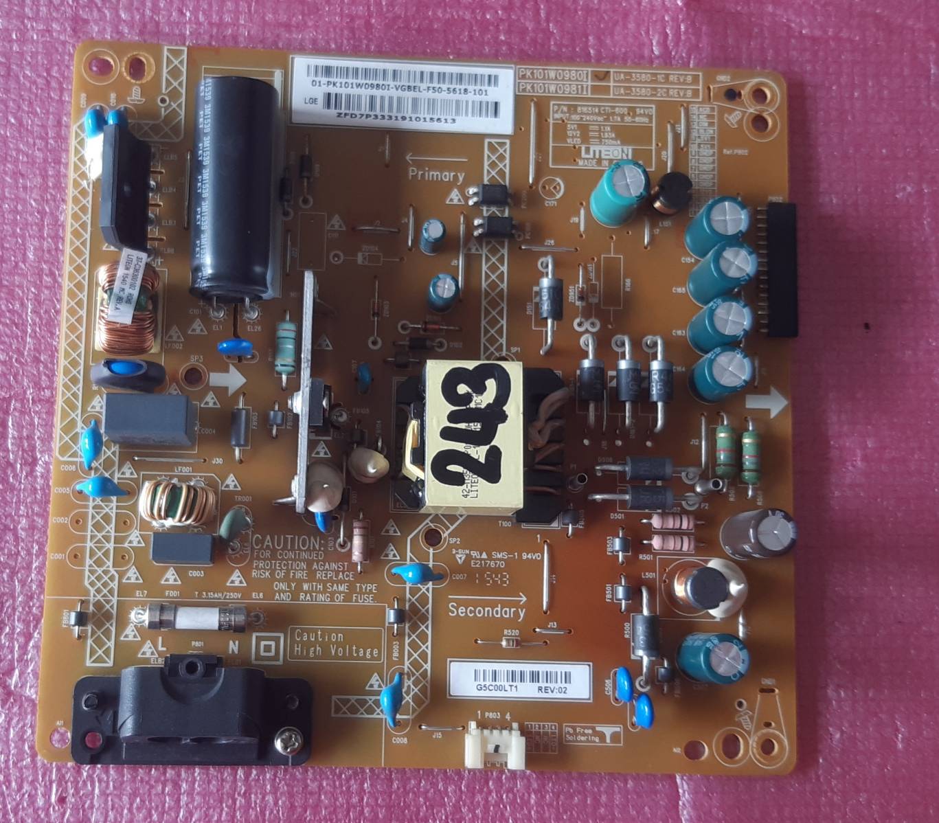 อันที่ 243 LG 32LF520D ซัฟฟลาย PK101W0980I UA-3580-1C ดีเทสแล้ว