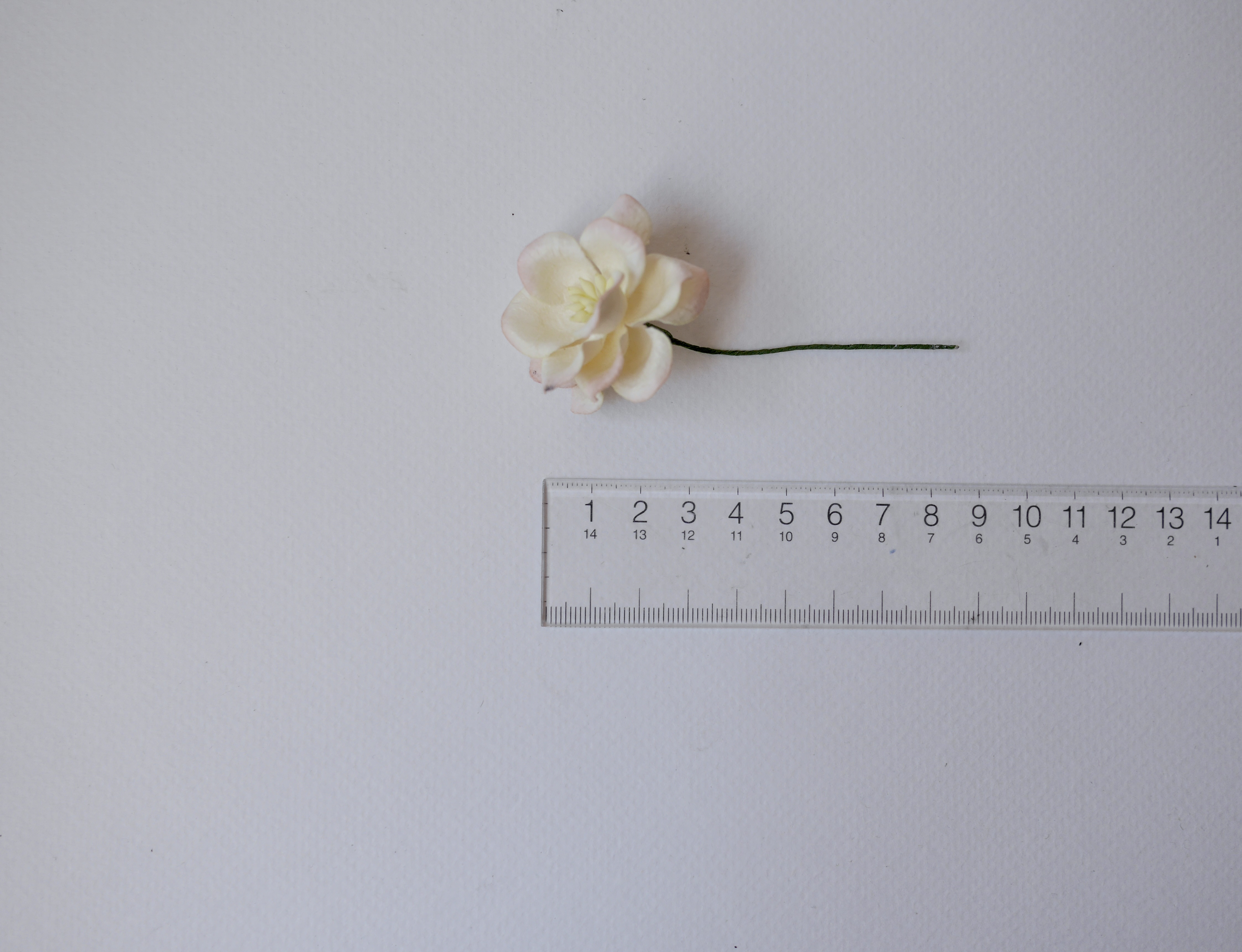 ดอกไม้กระดาษสา ดอกกุหลาบกระดาษสา ดอกไม้กุหลาบ กลีบโค้ง ดอกไม้ประดิษฐ์ สำหรับตกแต่ง หรืองานแต่งงาน สีพีชอ่อนปัดครีมขนาด 3.5 cm. จำนวน 25 ดอก เกสรสีครีม Paper flowers, handmade flowers, small roses paper size 3.5 cm. 25 pieces, peach brush cream color. poll