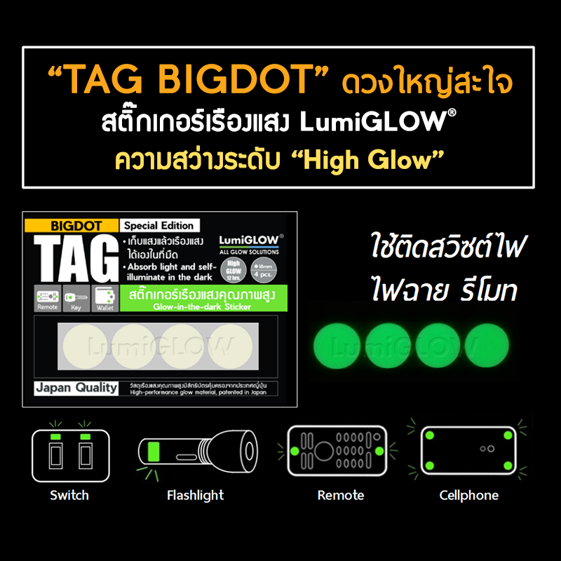 [New Arrival] สติ๊กเกอร์เรืองแสง LumiGLOW High-glow Tag "BIGDOT" (แบบวงกลม)