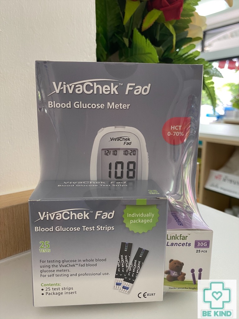 [[📍เมื่อสั่งซื้อสินค้า MAXXLIFE 2ชิ้นขึ้นไป มีของเเถมพิเศษ📍]] เครื่องเจาะวัดน้ำตาล VIVACHEK FAD SET แผ่น 25 ชิ้น + เข็ม 25 ชิ้น (MAXXLIFE)