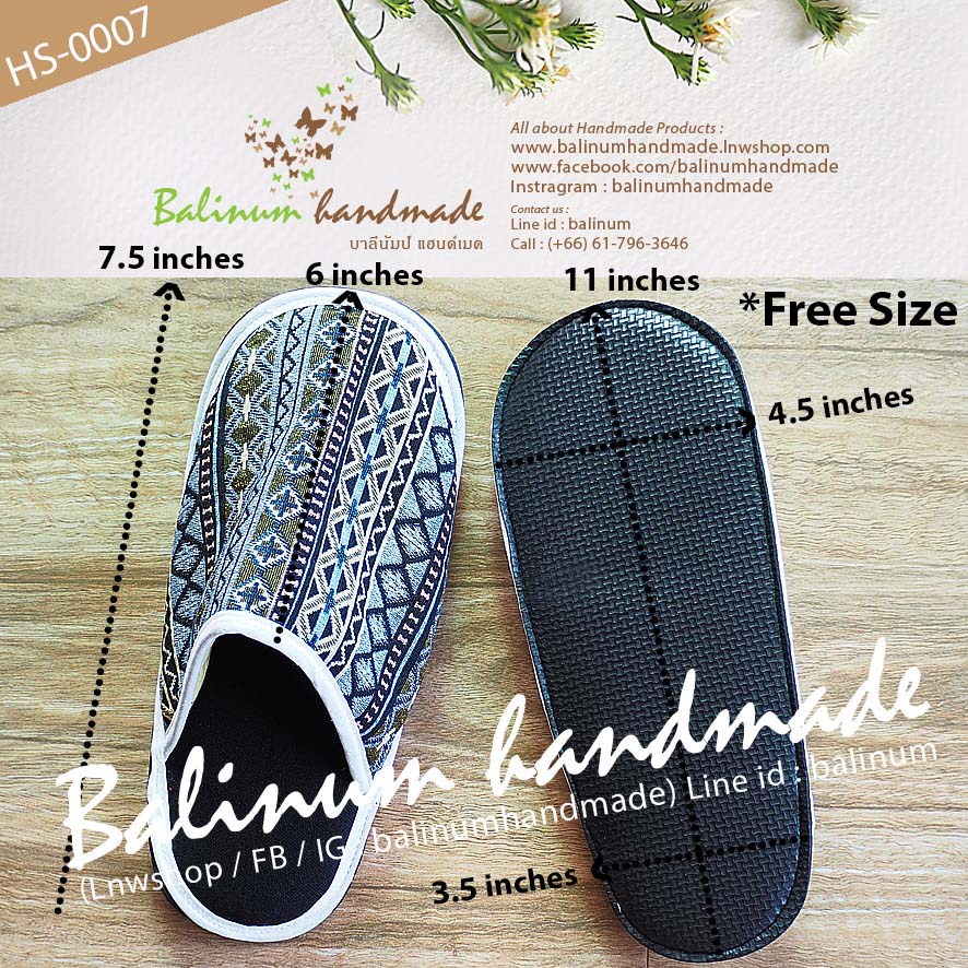 Slipper Handmade รองเท้าสลิปเปอร์ รองเท้าใส่ในบ้าน งานแฮนด์เมด เนื้อผ้าฝ้ายพิมพ์ลาย งานตัดเย็บดี เนื้อนุ่มใส่สบาย เป็น Free size ใส่ได้ทั้งผู้หญิงและผู้ชาย (เนื่องจากเป็นงานแฮนด์เมด ลายผ้าจะมีแบบมาไม่ซ้ำกันนะคะ) ฟ้า (Blue)