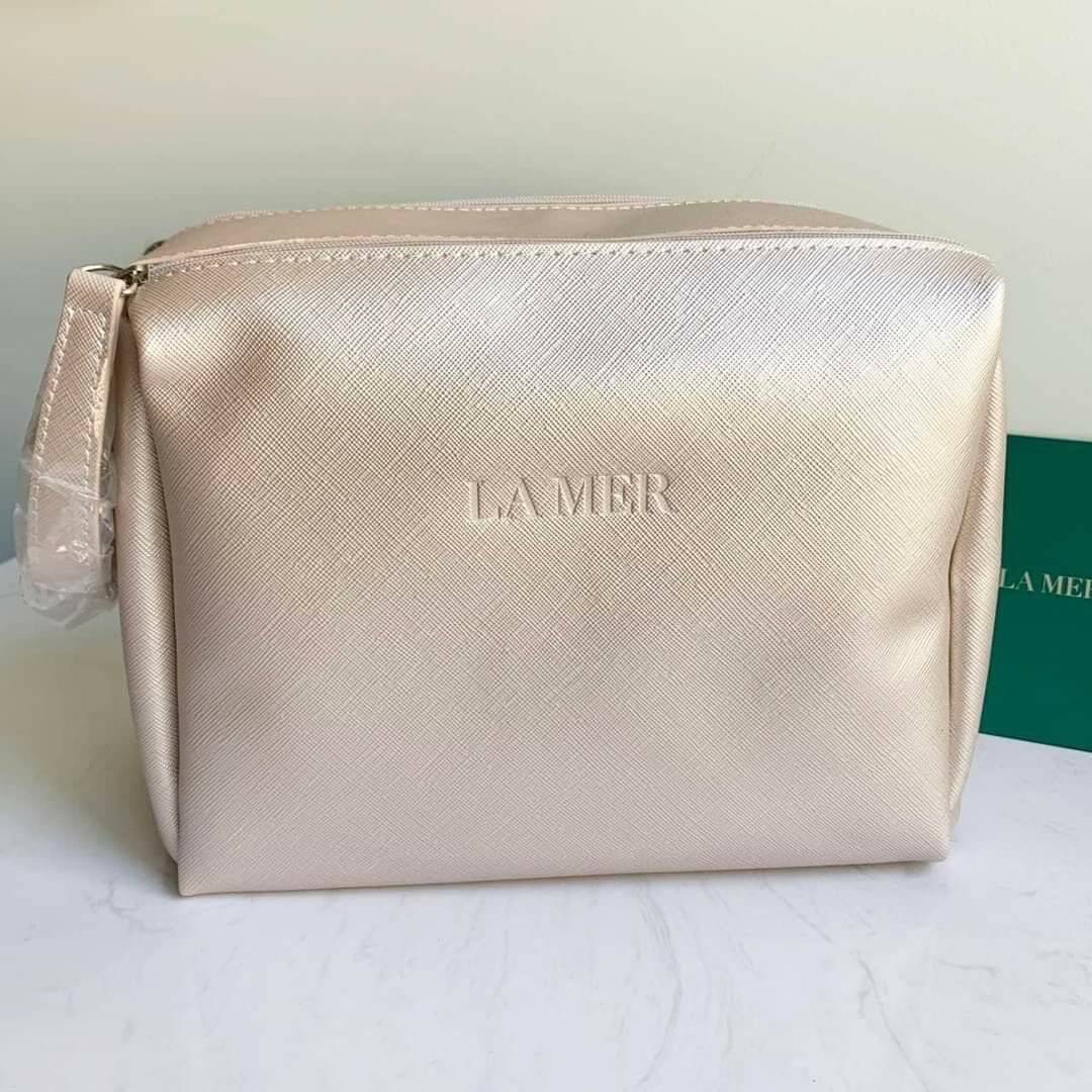กระเป๋าเครื่องสำอาง La Mer Cosmetic Bag หูหิ้ว สีทอง