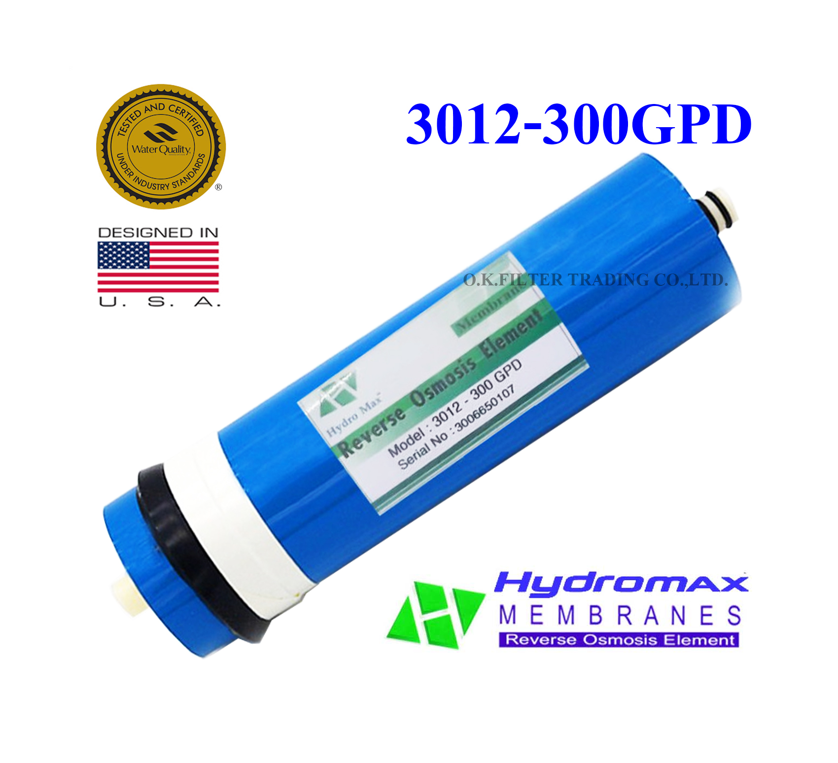 ไส้กรองน้ำ RO Membrane 3012-300 GPD Hydro Max