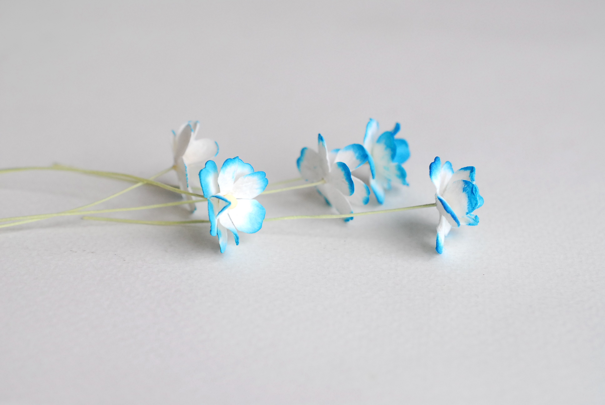 ดอกไม้กระดาษสา ราคาส่ง, ดอกไฮเดรนเยียกระดาษสา ดอกไม้ประดิษฐ์ ตกแต่งงานแต่งงาน ประดิษฐ์ข้อมือเพื่อนเจ้าสาว ขนา่ด 1.5 cm., สำหรับของชำร่วย, งานแต่งงาน, ดอกไม้ทำข้อมือเจ้าสาว สีฟ้าปัดขาว blue sky brush white จำนวน 100 ดอก Paper flower,100 Pieces mulberry hyd