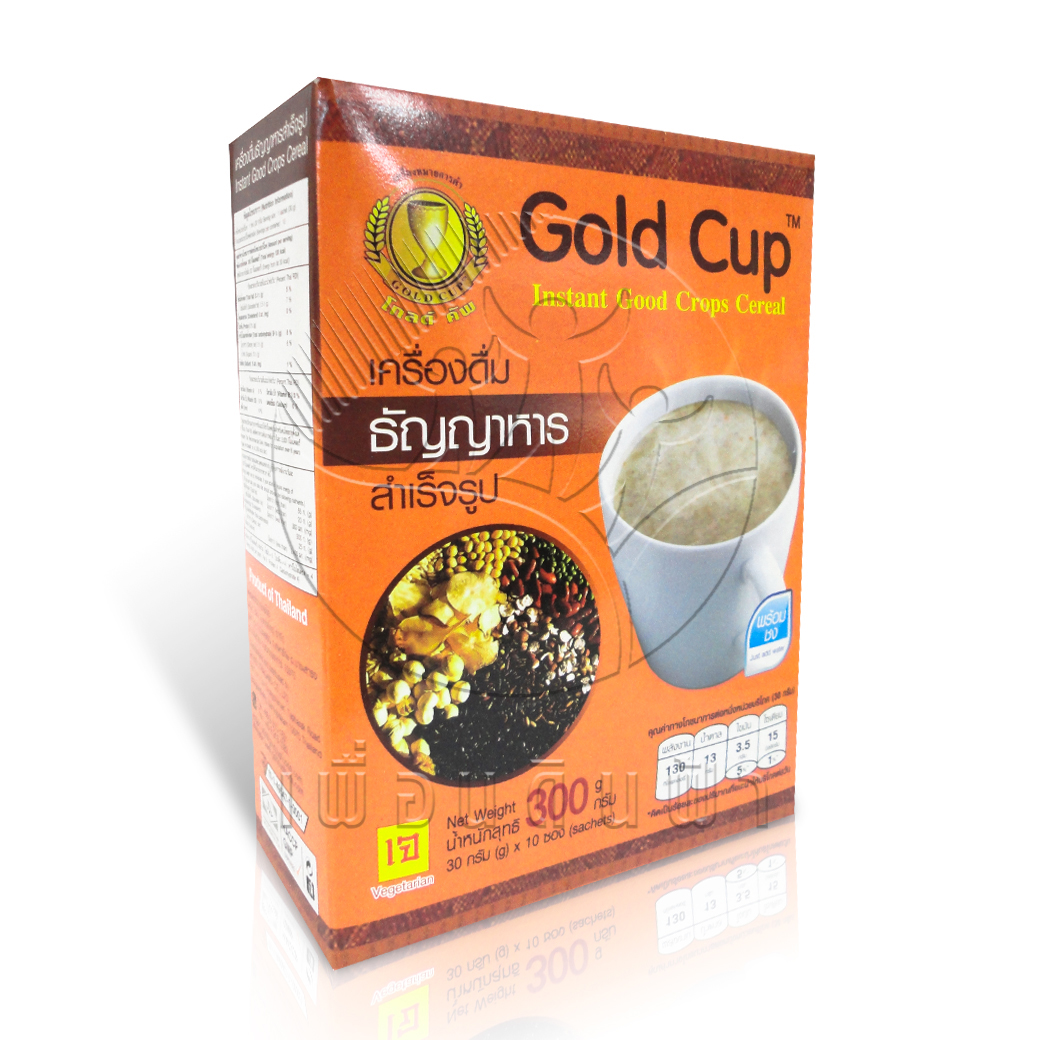 [โกลด์คัพ] Gold Cup เครื่องดื่มธัญญาหาร สำเร็จรูปพร้อมชง (เจ) กล่องบรรจุ10ซอง 300กรัม"เจ"