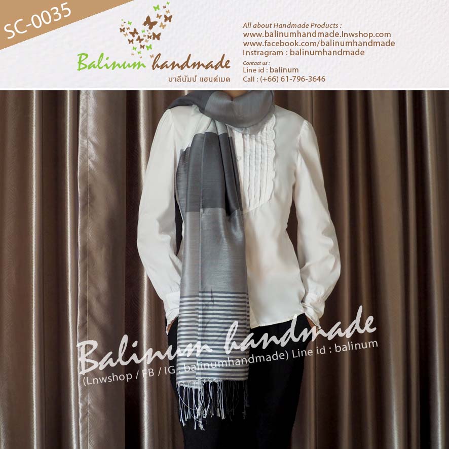 Thai Silk Scarf 100% Very Soft and Thin Fabric, Make You Feel Comfortable and Warm ผ้าพันคอผ้าไหม 100% เนื้อผ้านุ่ม ลื่น บางเบา ให้ความอบอุ่น รู้สึกสบาย สามารถนำมาพันคอหรือคลุมไหล่ก็ได้ (ใช้ได้ทั้งผู้หญิงและผู้ชาย) เงิน (Silver)