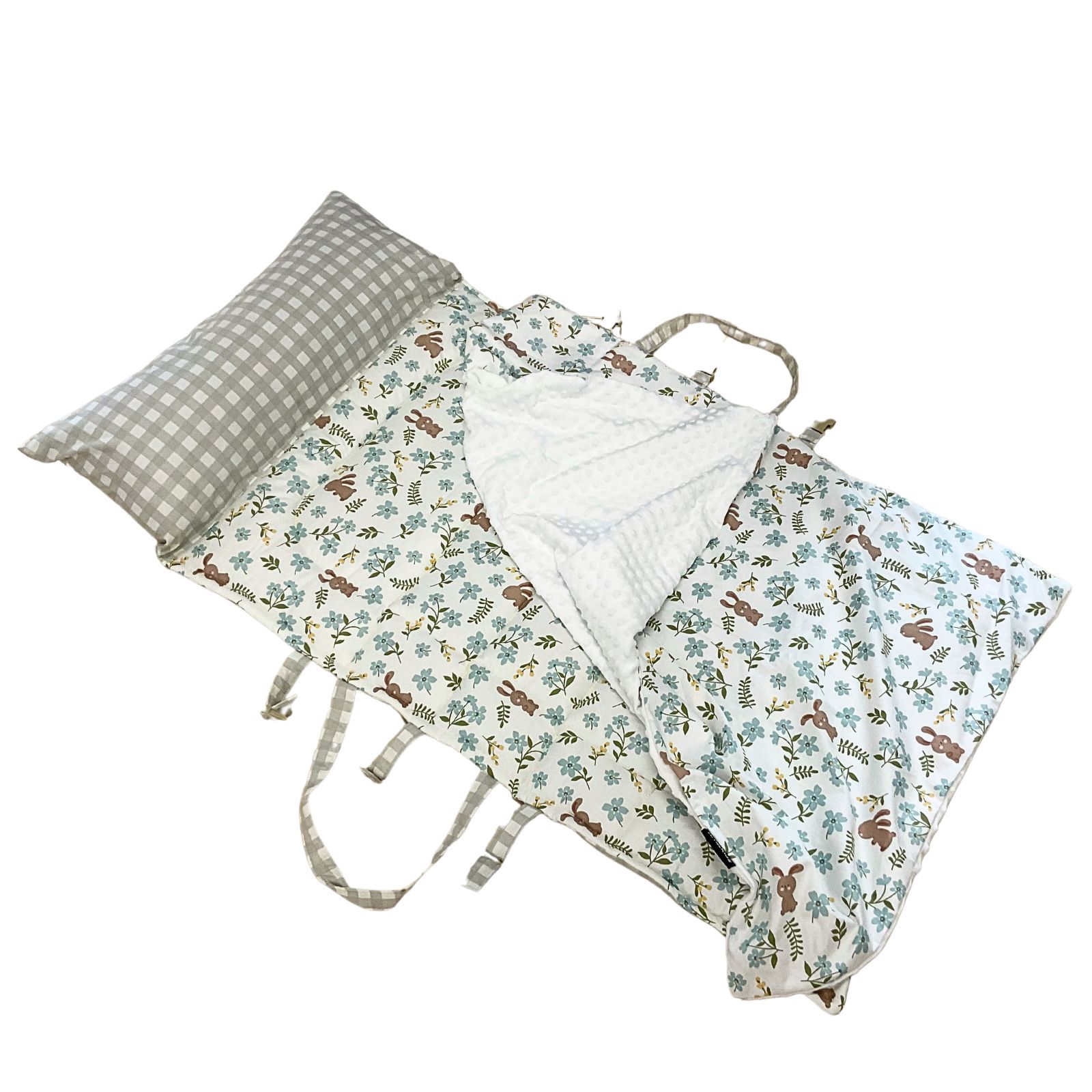 ที่นอนพกพา ซักทั้งชิ้น แบบหมอนยาวติดที่นอน มีผ้าห่ม ปักชื่อฟรี