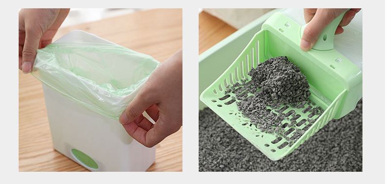 [1100] ที่ตัก พลั่วเก็บอุจจาระ สัตว์เลี้ยง สุนัข แมว พร้อมถุงพลาสติก เก็บทิ้งง่าย