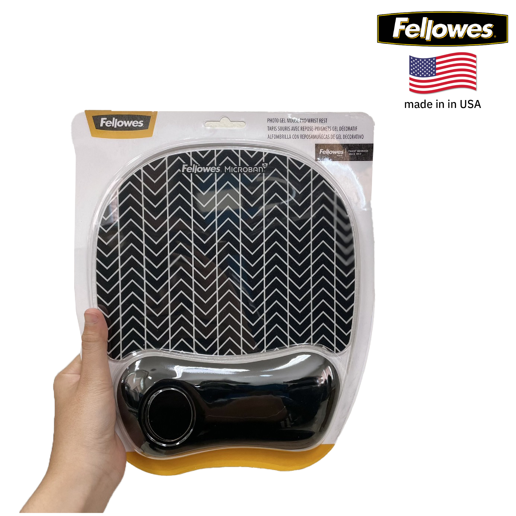 แท่นเจลรองข้อมือเพื่อสุขภาพ สำหรับเมาส์ เฟลโล่วส์ Mousepad Wrist Support - Chevron