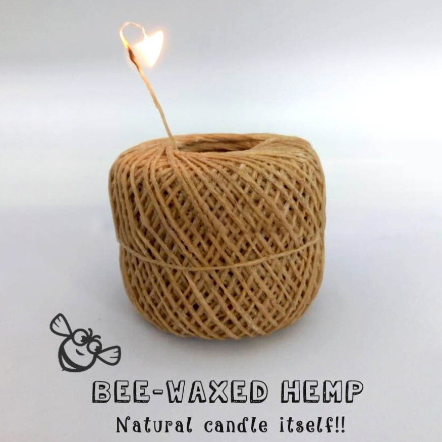 [1007] เทียนขี้ผึ้งธรรมชาติ ยาว 60m ด้ายใยกัญชง Beeswax Thread Ball Hemp Natural Candles
