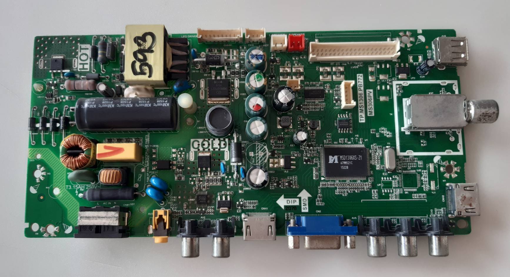 อันที่ 593 TCL 32D2710 ซีสเตร็ม TP.MS1306.PB772 MS306PV ดีเทสแล้ว