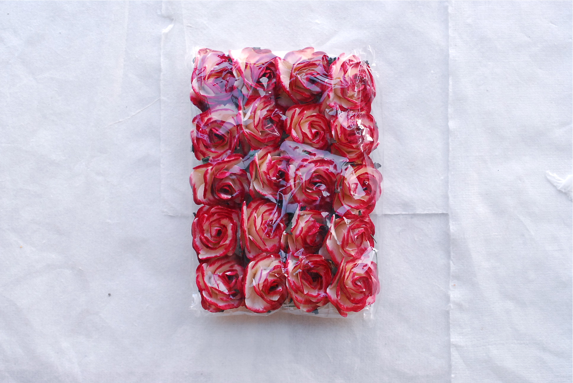 ดอกไม้กระดาษสา, สำหรับของชำร่วย, งานแต่งงาน, ดอกกุหลาบ PUL4-4 N ขนาด 4.5 cm. สีแดงปัด#507 สำเนา