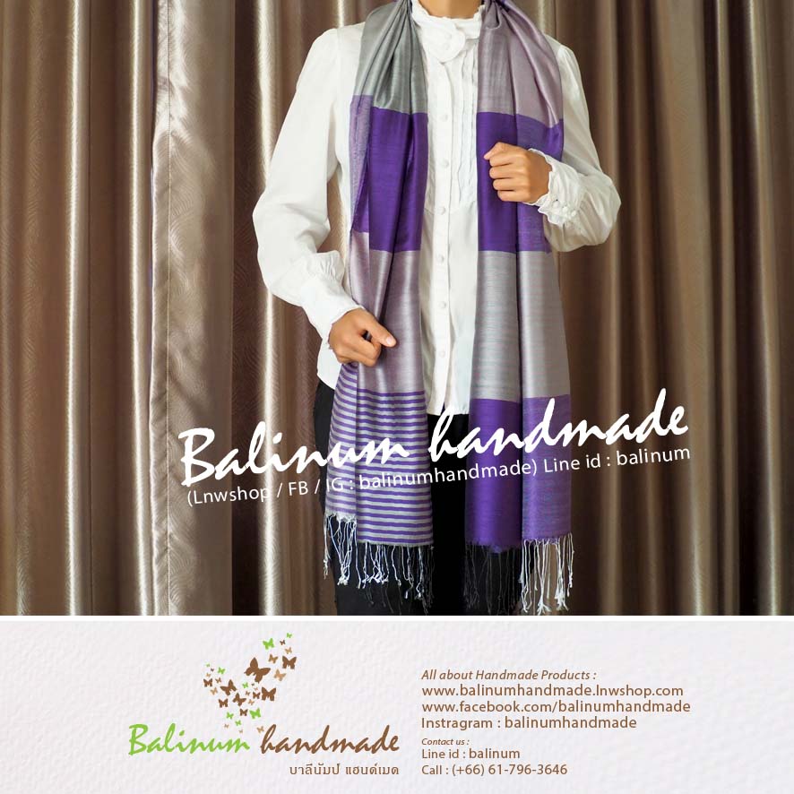 Thai Silk Scarf 100% Very Soft and Thin Fabric, Make You Feel Comfortable and Warm ผ้าพันคอผ้าไหม 100% เนื้อผ้านุ่ม ลื่น บางเบา ให้ความอบอุ่น รู้สึกสบาย สามารถนำมาพันคอหรือคลุมไหล่ก็ได้ (ใช้ได้ทั้งผู้หญิงและผู้ชาย) ม่วง (Purple)