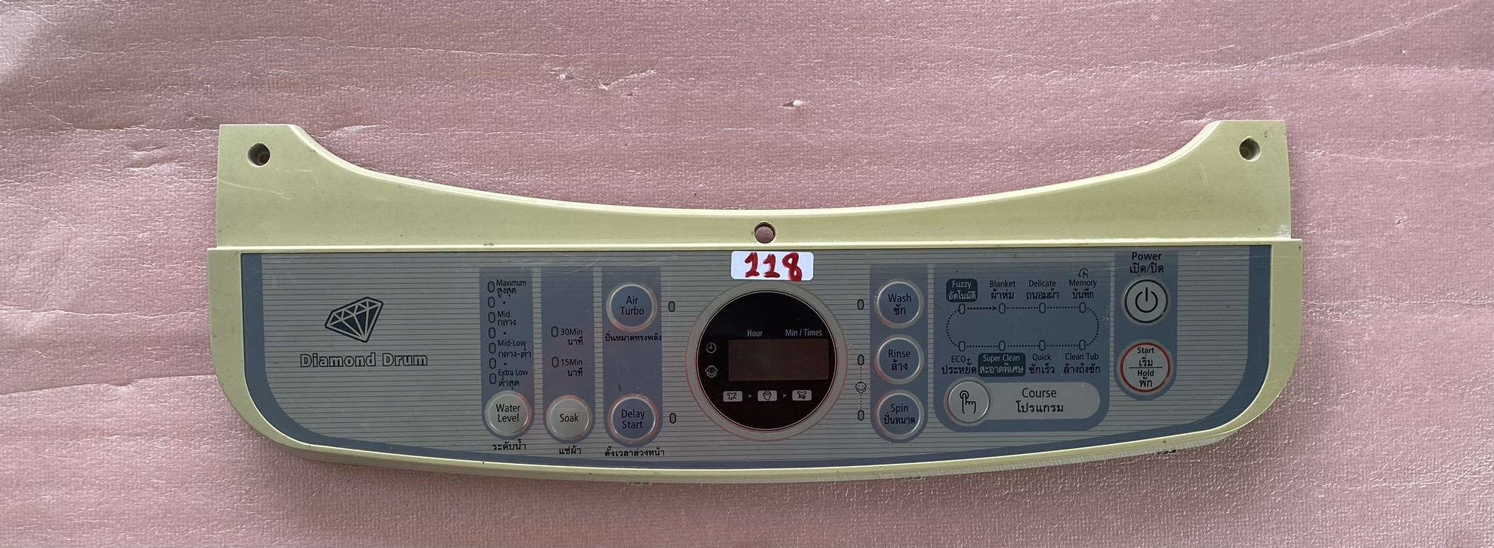 อันที่ 118 หน้ากากปุ่มกดเครื่องซักผ้า ซัมซุง WA13W9 DC64-01467A
