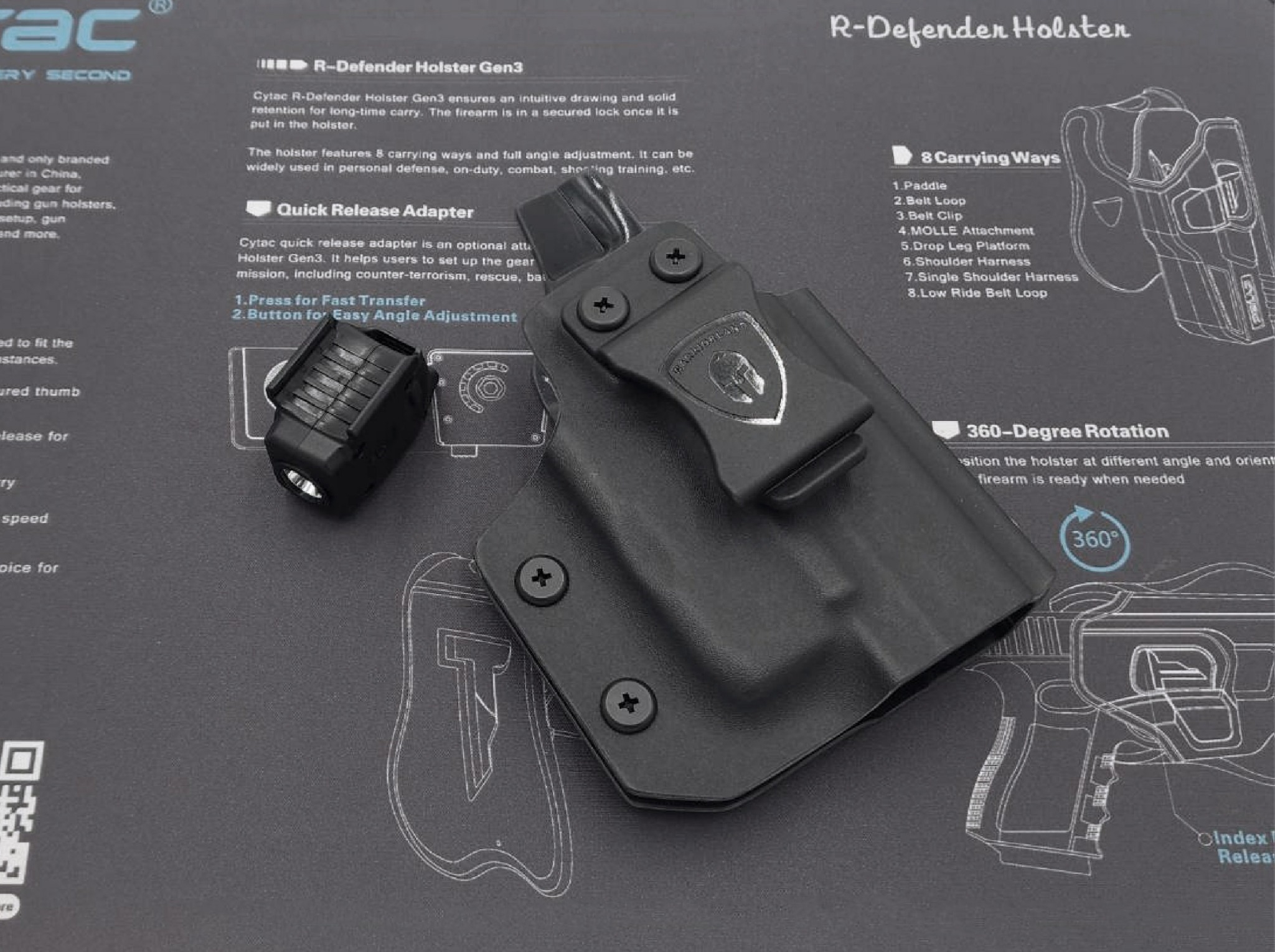 ไฟฉาย Warriorland SL-1 + ซองพกใน Kydex (Springfield Hellcat) (K2460)