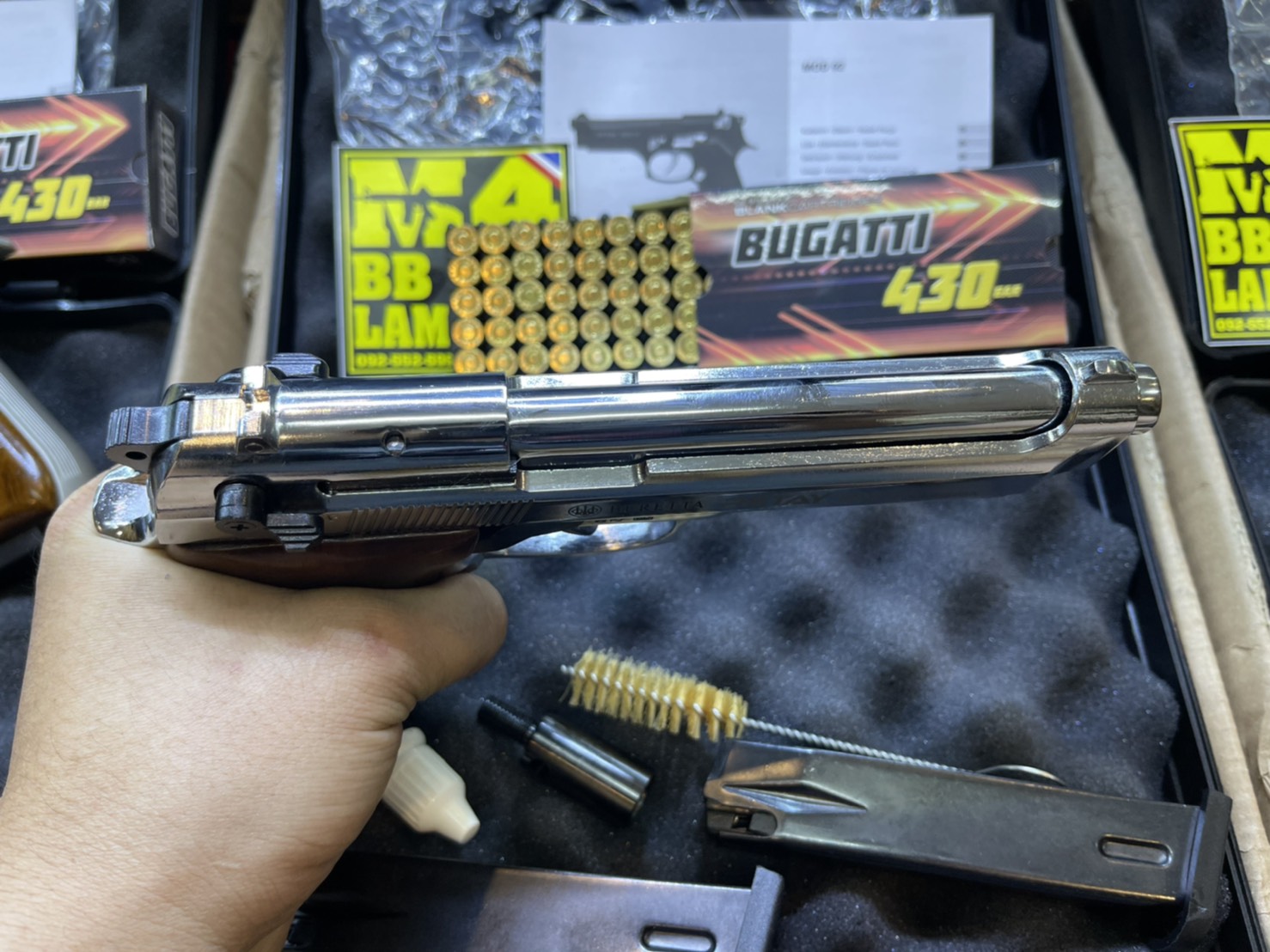 RETAY บาเรทต้า MOD 92 เงินเงา ด้าม ไม้