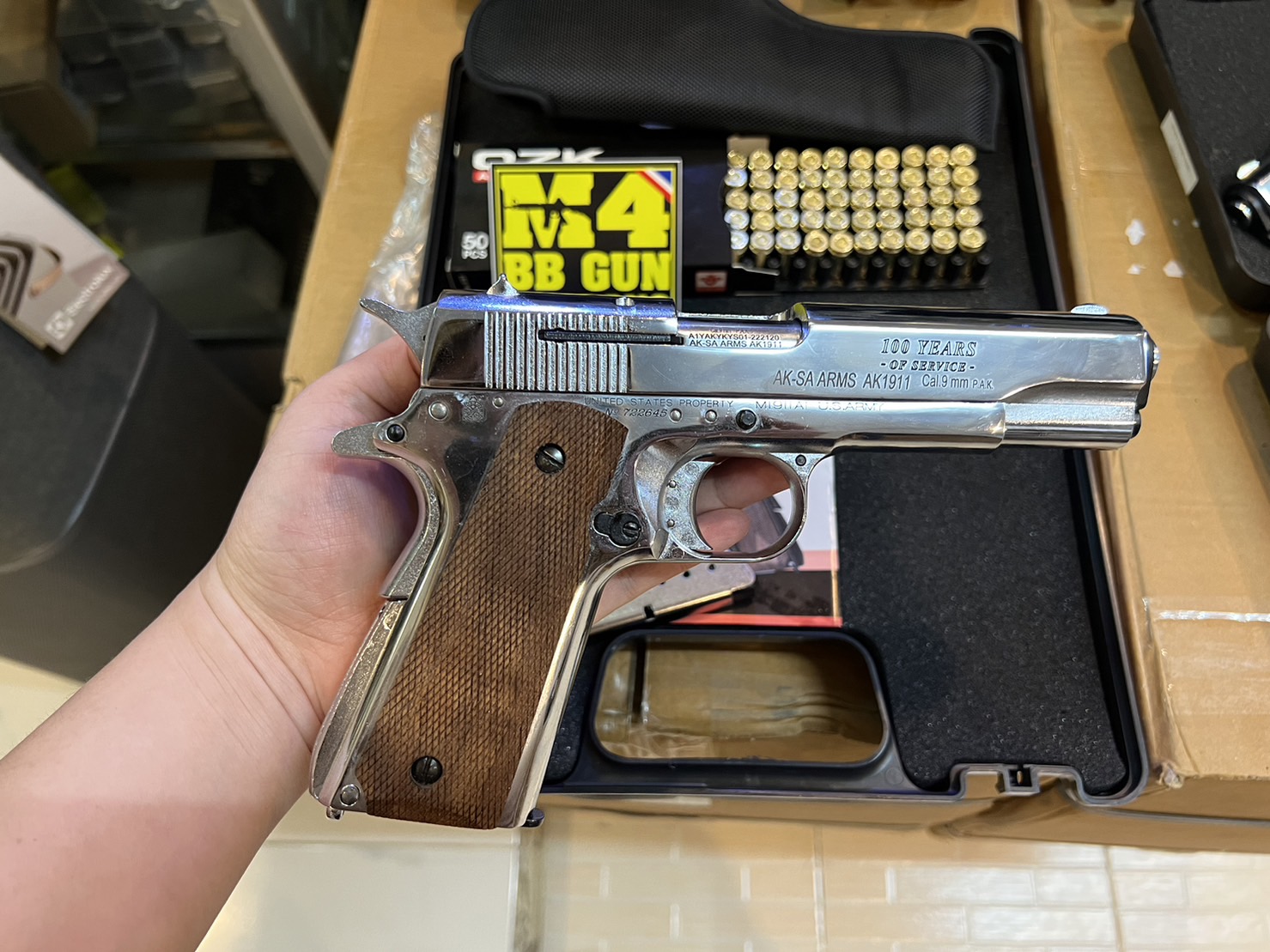 AKSA COLT 1911 ลาย Government สีเงินเงา