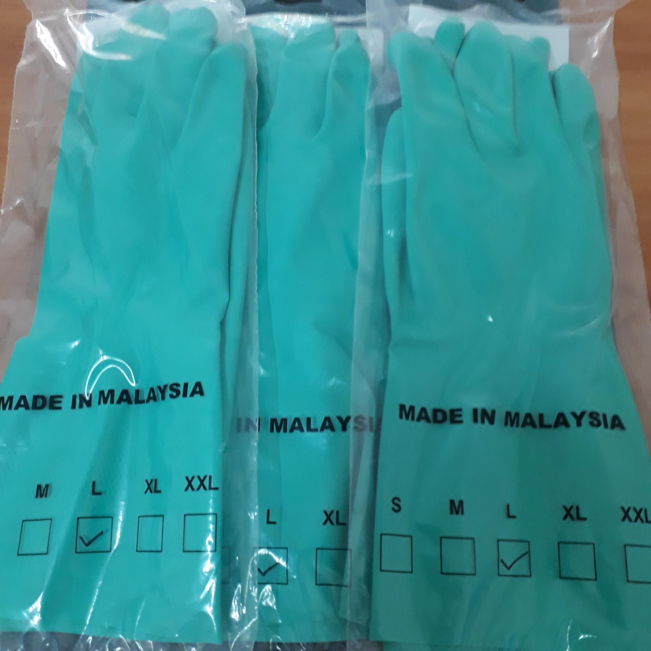 [ยกโหล 12 คู่] HDG ถุงมือเฮฟวีดิวตี้ไนไตร สีเขียว ยาว 13 นิ้ว หนา 14 มิล ฝ่ามือหยาบแบบรังผึ้ง แบรนด์ Sensouse