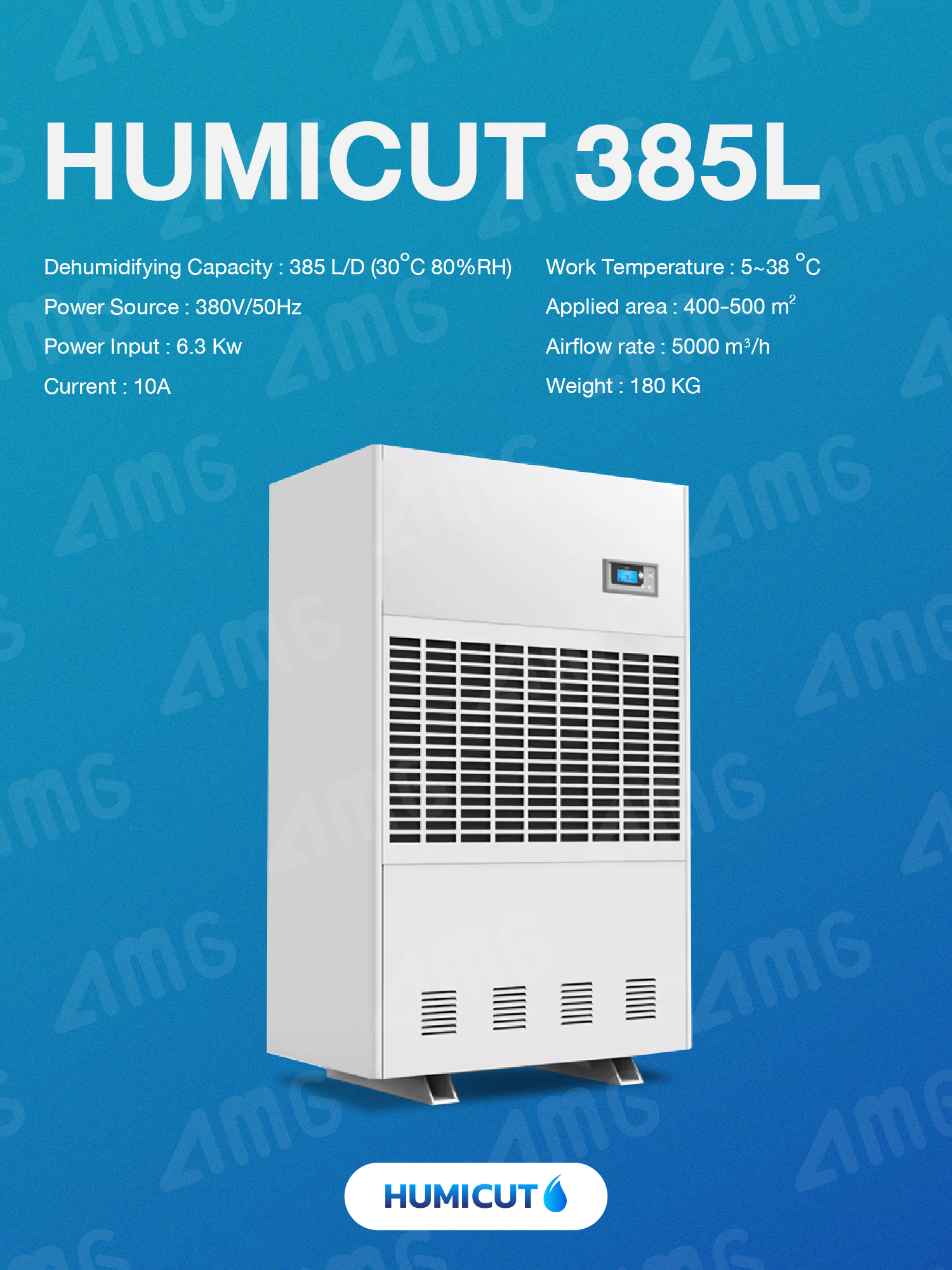 HUMICUT เครื่องลดความชื้นอุตสาหกรรม ขนาด 385 ลิตร รุ่น Humicut 385L (ระบบไฟฟ้า 3 เฟส)