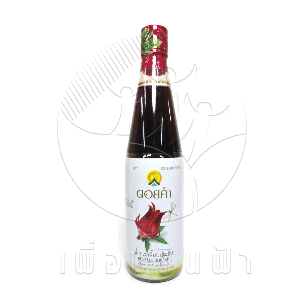 E51 ดอยคำ น้ำกระเจี๊ยบเข้มข้น (ขวดแก้ว) 500ml. "เจ"