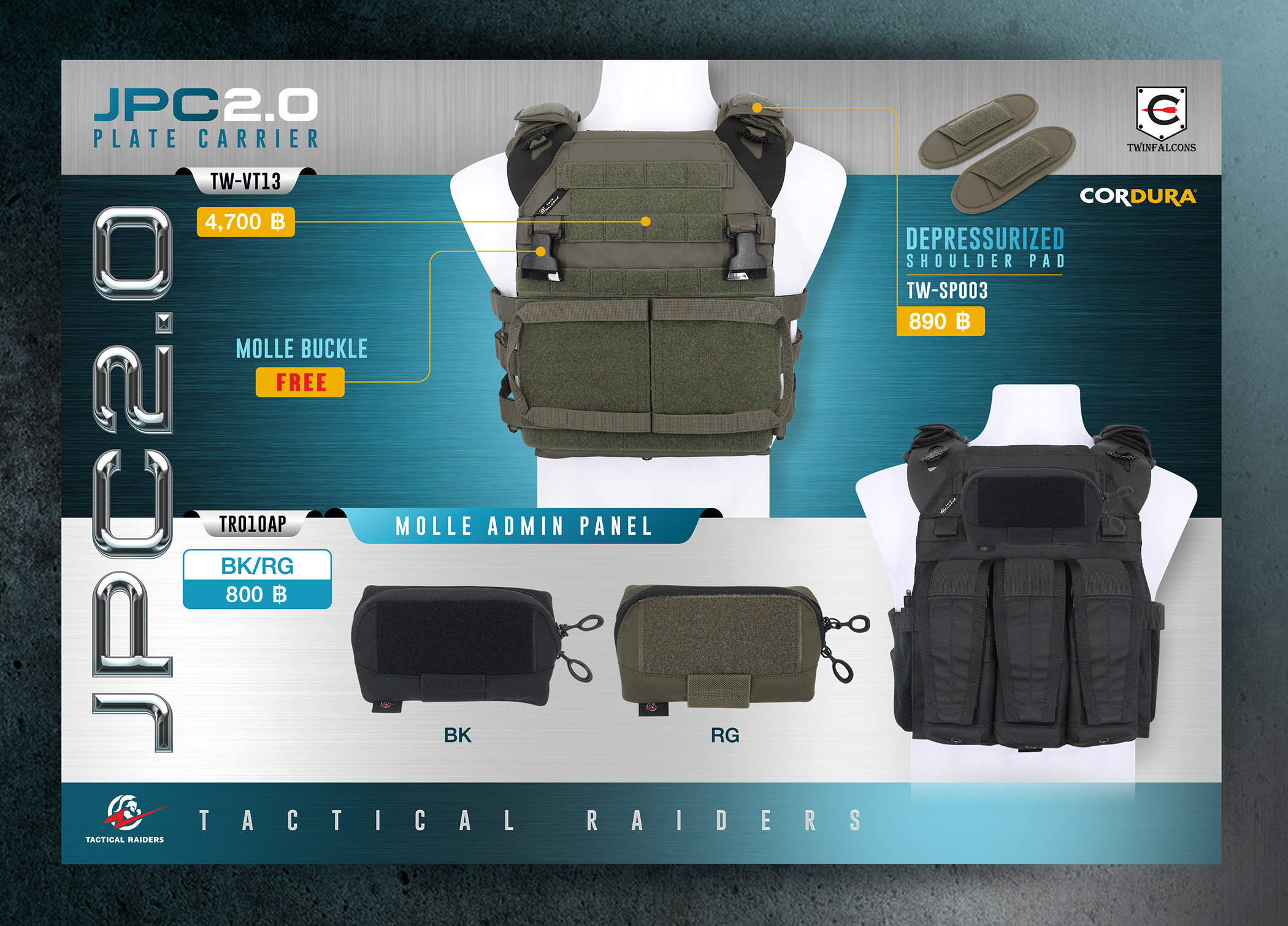 เสื้อเกราะ JPC 2.0 Plate Carrier / รองบ่า (Twinfalcons ) / กระเป๋าติดเวส (Tactical Rider)