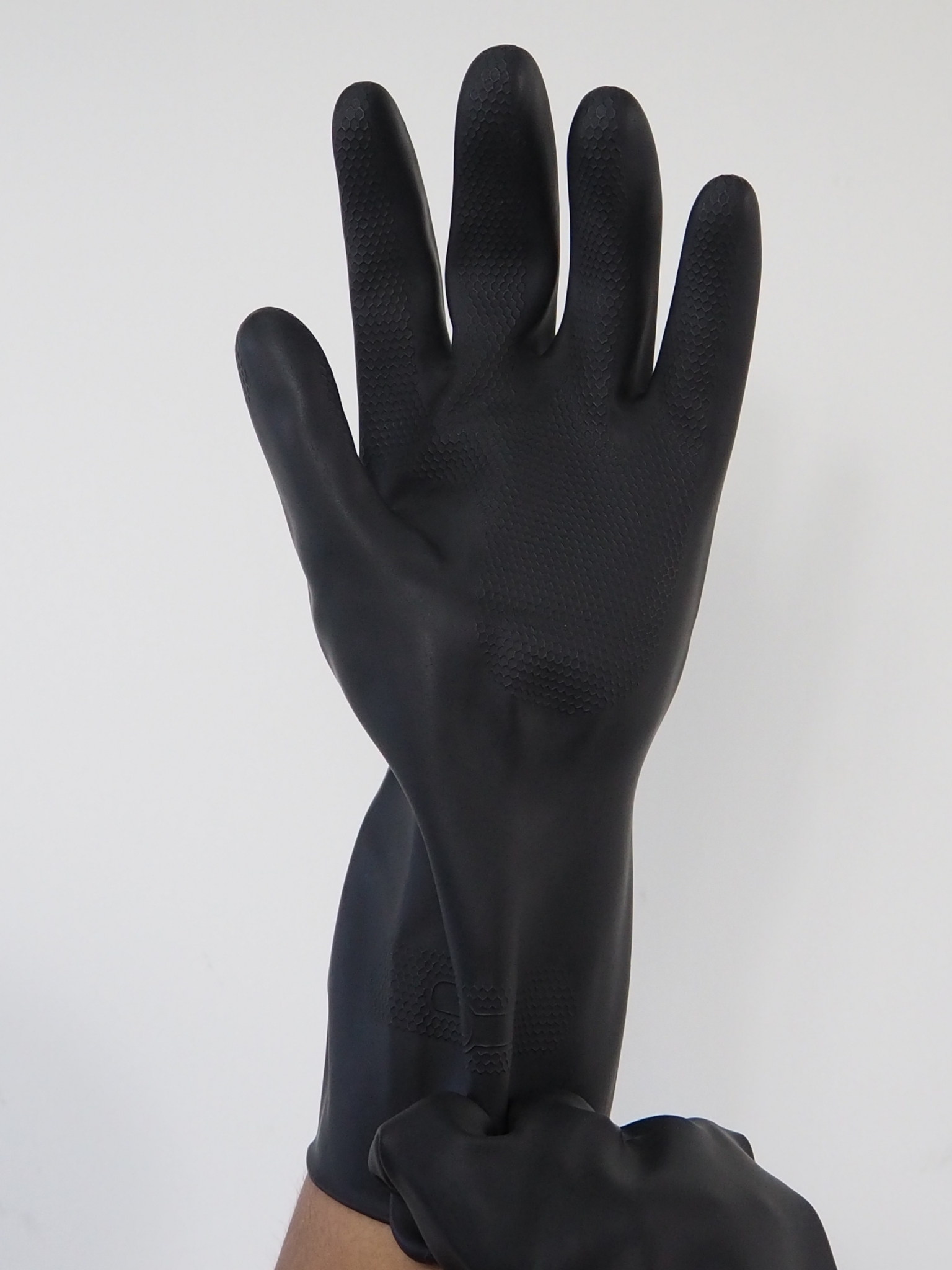 [ยกโหล 12 คู่] HHG04 ถุงมือแม่บ้าน ยาว 12 นิ้ว บรรจุ ฝ่ามือหยาบแบบรังผึ้ง มีซับใน