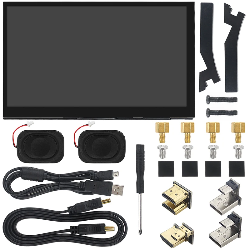 หน้าจอสัมผัสขนาด7 นิ้วแบบพกพา IPS LCD คาปาซิทีฟจอภาพ1024x600ลำโพงเสริมสำหรับ3B ราสเบอร์รี่พาย5 4B + แล็ปท็อปพีซี