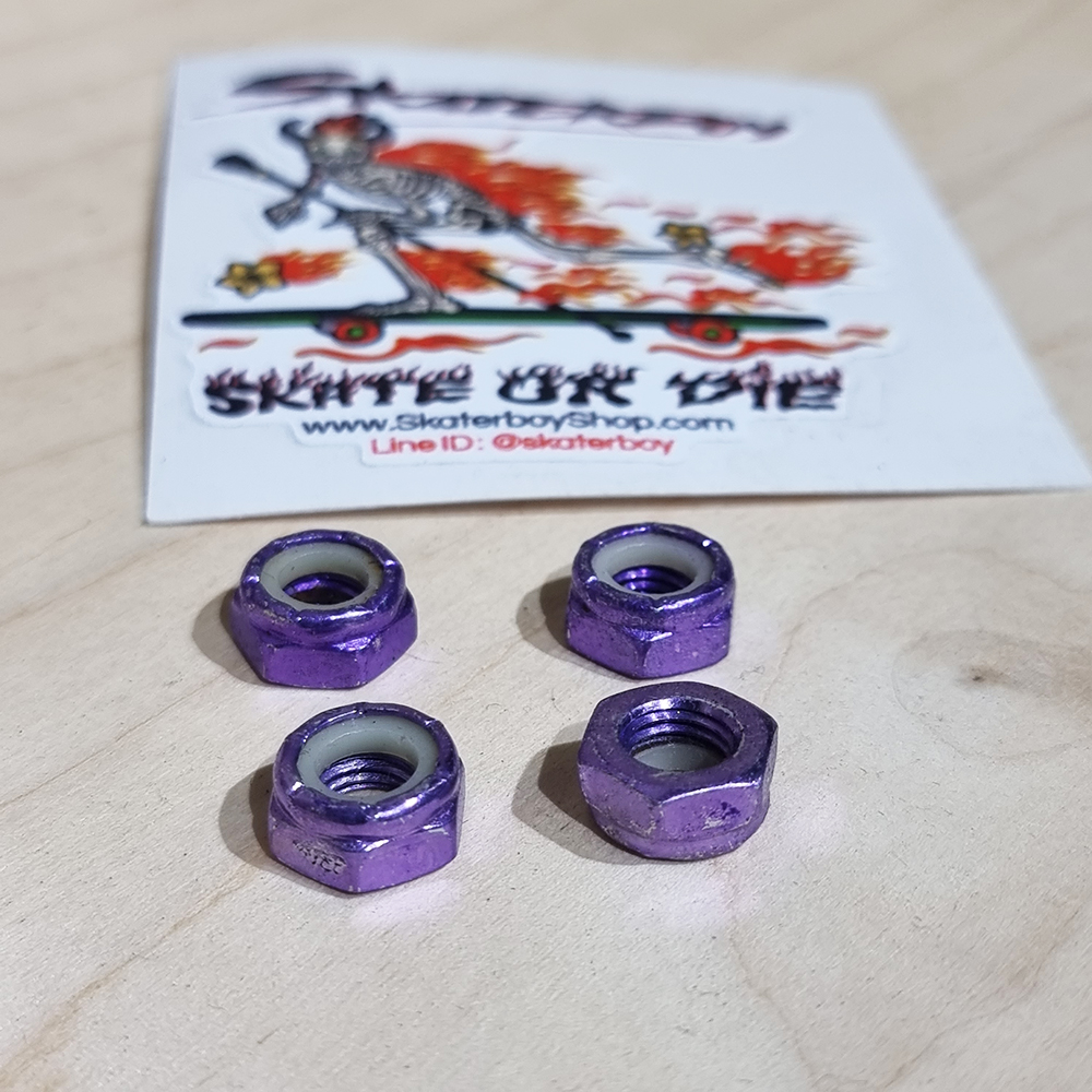 [0318] น็อตยึดล้อสเก็ตบอร์ดติดทรัค ตัวเมียแต่ง ชุบสีโลหะเงา 5สี E-Coating nut carbon steel