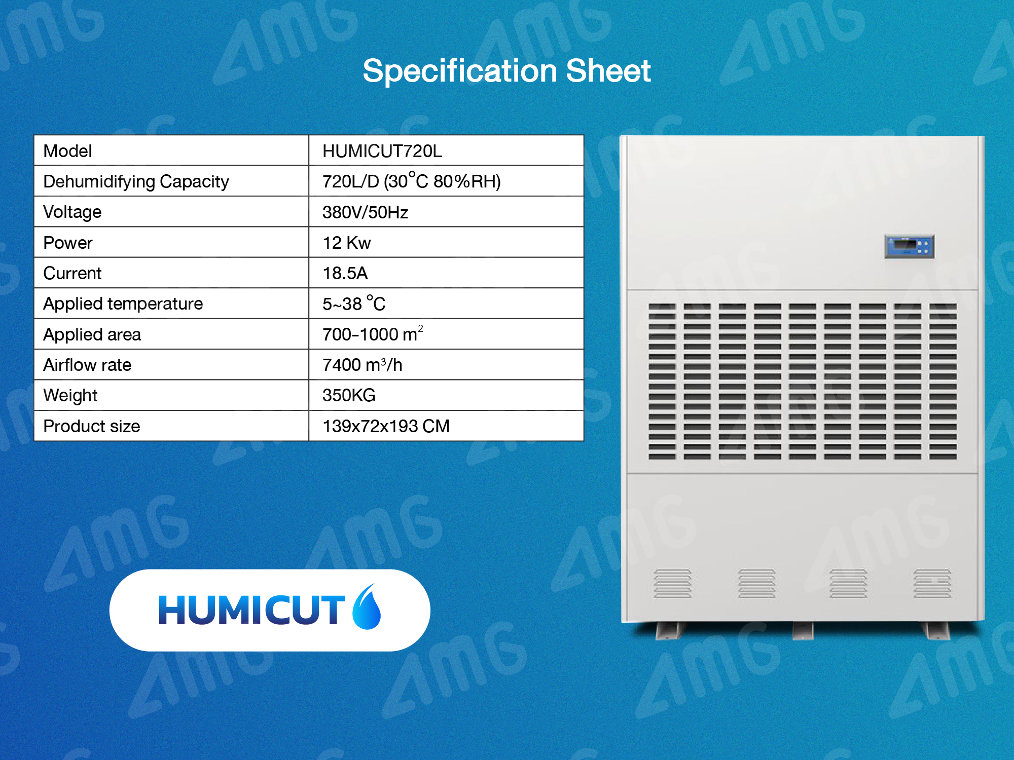 HUMICUT เครื่องลดความชื้นอุตสาหกรรม ขนาด 720 ลิตร รุ่น Humicut 720L (ระบบไฟฟ้า 3 เฟส)