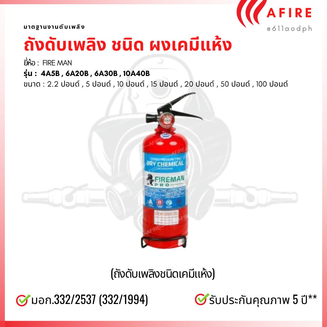 ถังดับเพลิงชนิดเคมีแห้ง สำหรับติดรถยนต์ ขนาด 2.2 ปอนด์