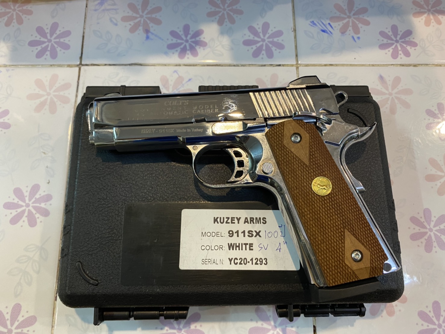 KUZEY M1911 ลาย Government ลำกล้อง 4" เงินเงา