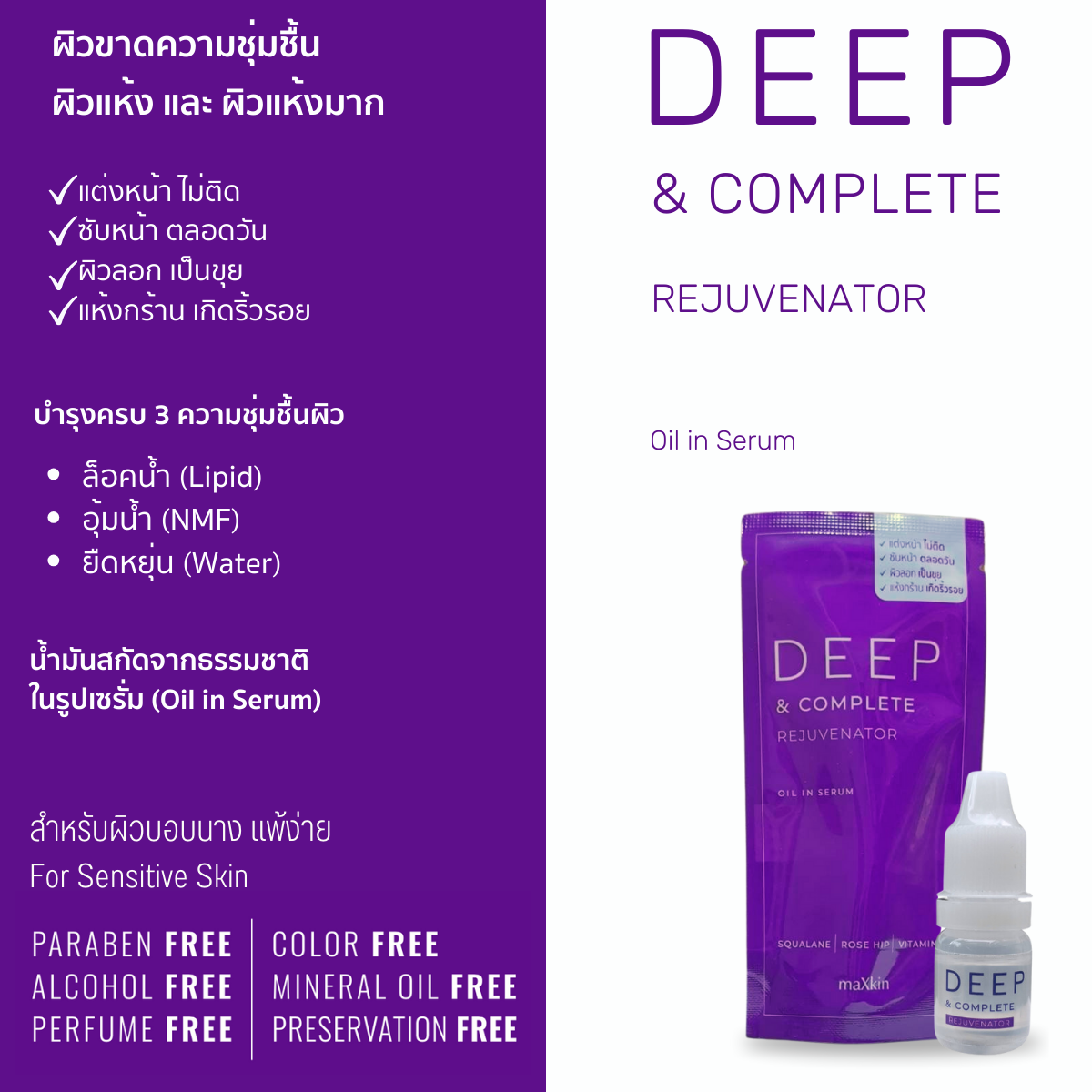 maXkin Deep & Complete Rejuvenator (แม็กสกิน ดีพ แอนด์ คอมพลีท รีจูวีเนเตอร์) ขนาด 4.8 ml.