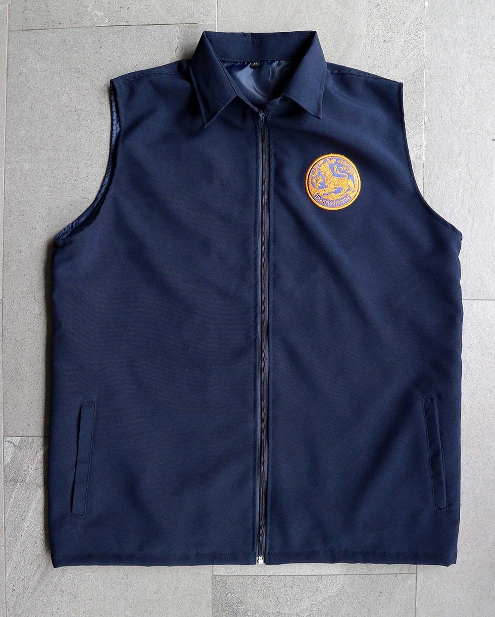 เสื้อกั๊ก กรมการปกครอง คอปก สีกรมท่า DB-02# (K0340)