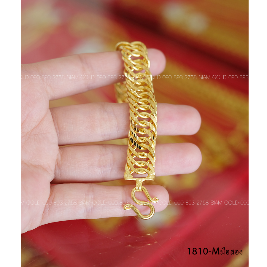 (M-มือสอง) สร้อยข้อมือ เลสก้างปลาตัดลายเกลี้ยง 3 บาท