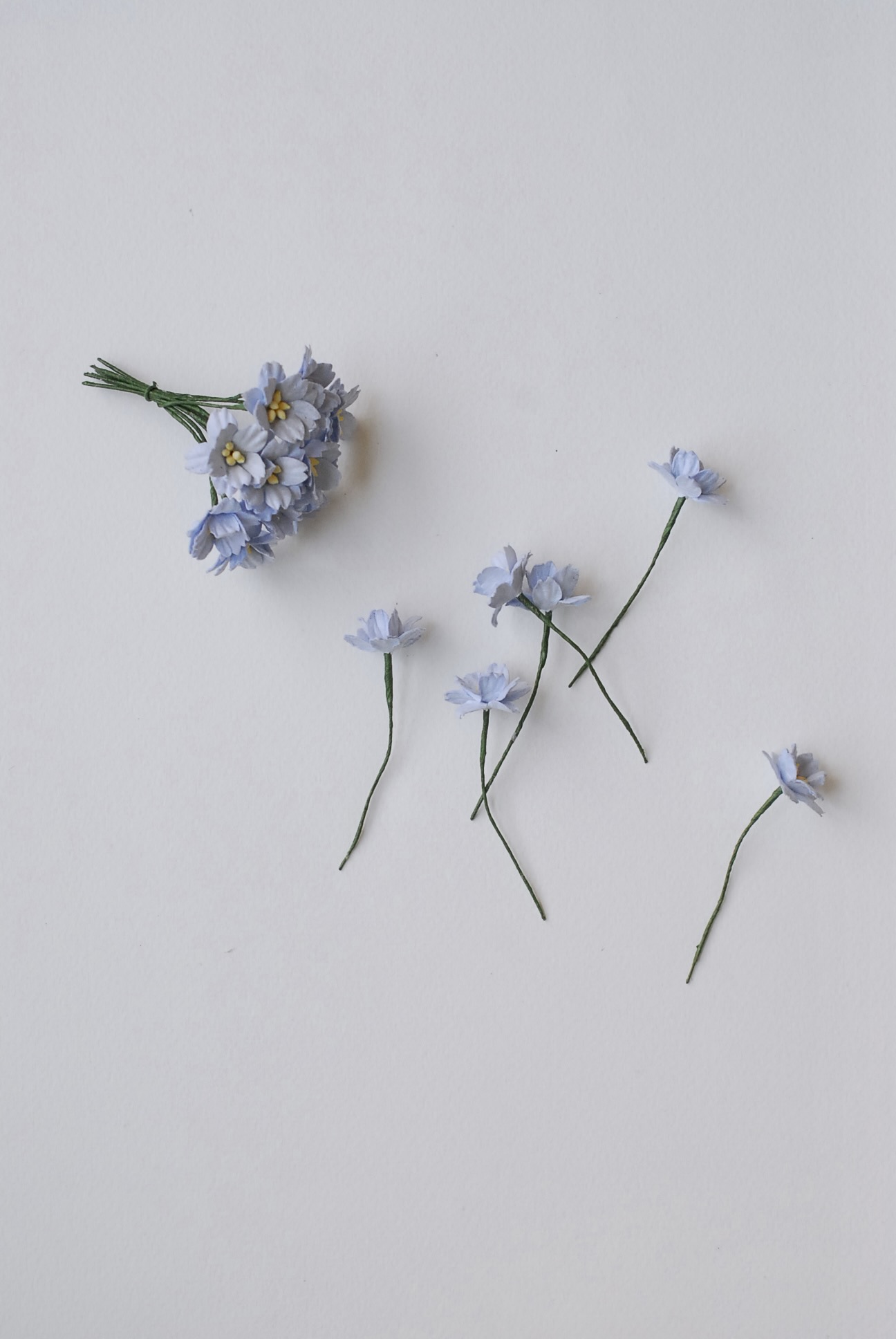 ดอกไม้กระดาษสา ดอกซากุระกระดาษ ขนาดเล็ก ดอกไม้กระดาษสาราคาส่ง ดอกไม้กระดาษสำหรับตกแต่งของชำร่วย งานแต่งงาน ทำช่อดอกไม้ติดอกเจ้าบ่าว ข้อมือดอกไม้เจ้าสาว ขนาด2.0 cm. 50 ดอก สีฟ้าตุ่น Paper flowers supplies: DIY wedding tools small Cherry blossom (Sakura) 50