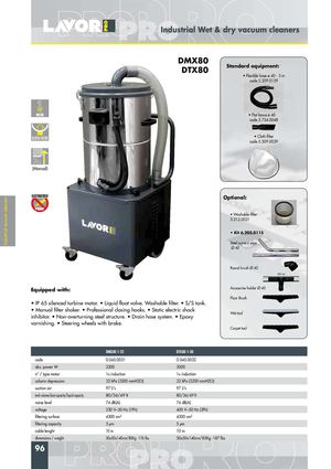 เครื่องดูดฝุ่นสำหรับอุตสาหกรรม Lavor รุ่น DTX80 1-30 S