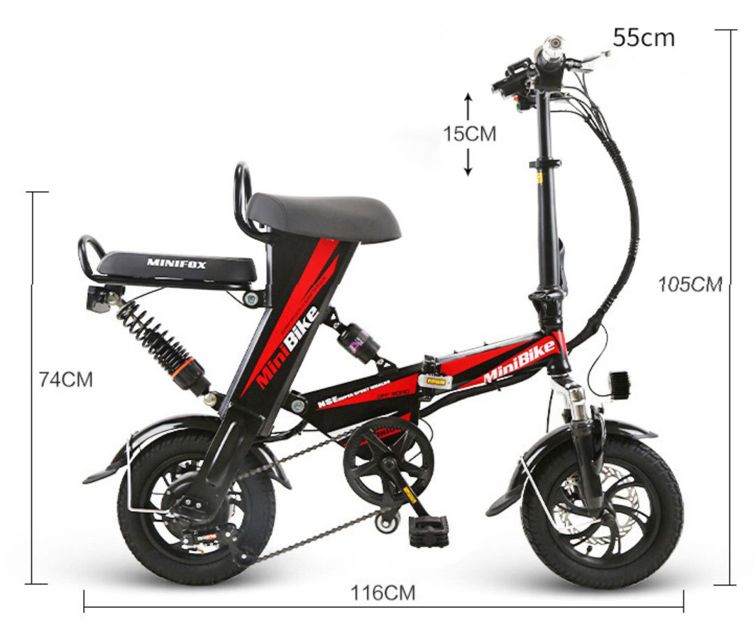 [0801] จักรยานไฟฟ้า รุ่น Mini 2ที่นั้ง พร้อมไฟเบรก แบต 48V รับประกัน6เดือน มี 3 สี ดำ แดง ขาว