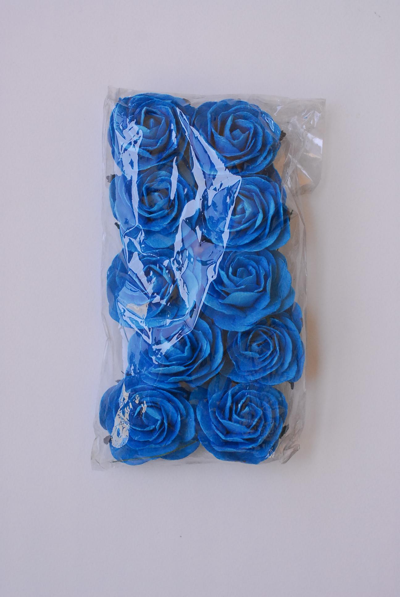 ดอกไม้กระดาษสา ขนาด 6.5 cm., สำหรับของชำร่วย, งานแต่งงาน, สีฟ้า Paper flower, handmade flowers supplies, wedding decoration:10 Pieces mulberry rose, 6.5 cm. azure color.