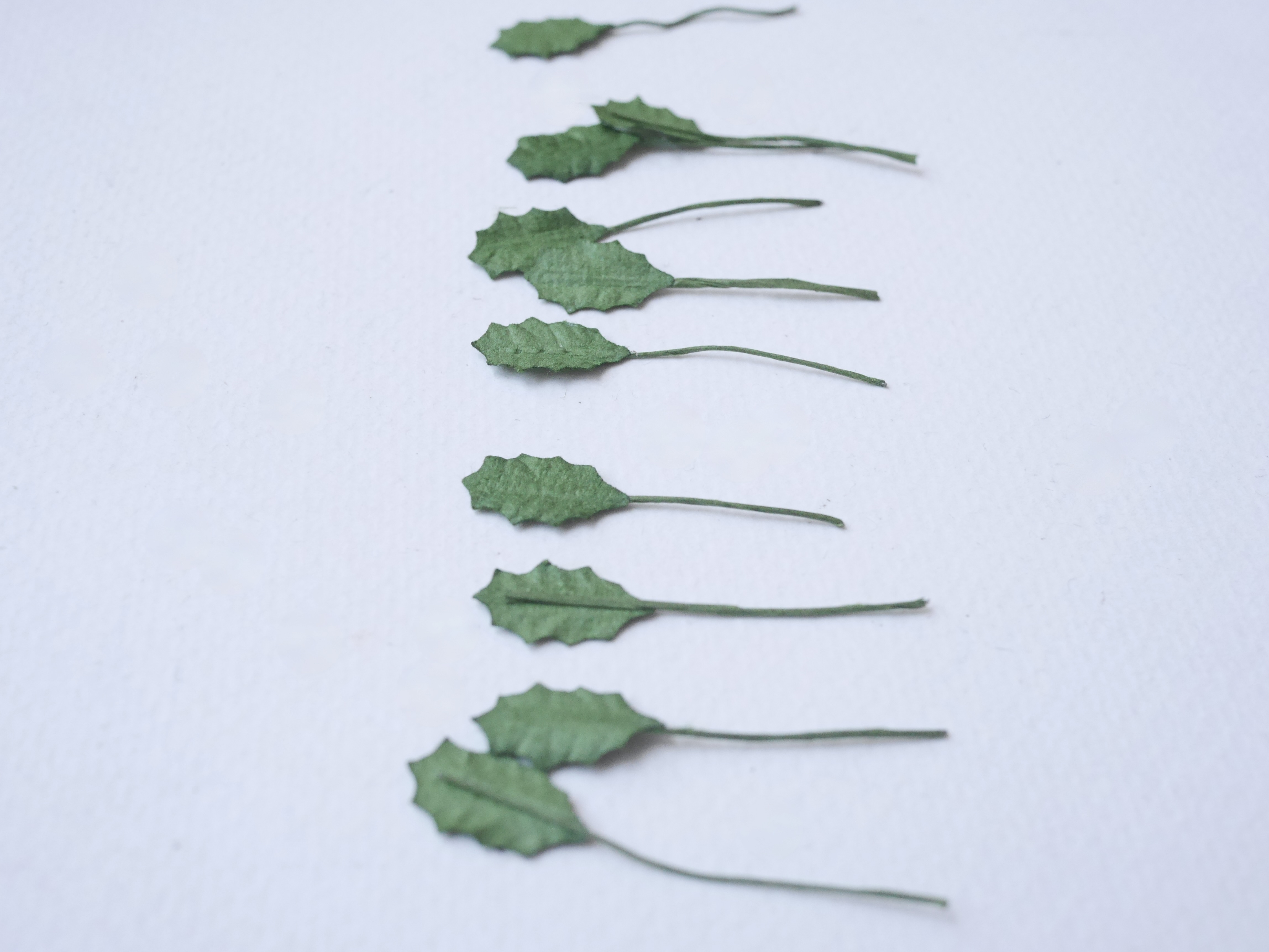 ใบไม้ x'masใบไม้กระดาษสา ราคาส่ง,ใบไม้ ใบchristmas ใบไม้ประดิษฐ์ สำหรับตกแต่ง หรืองานแต่งงาน สีเขียว ขนาด 2 x1.00 cm. จำนวน 100 ใบ