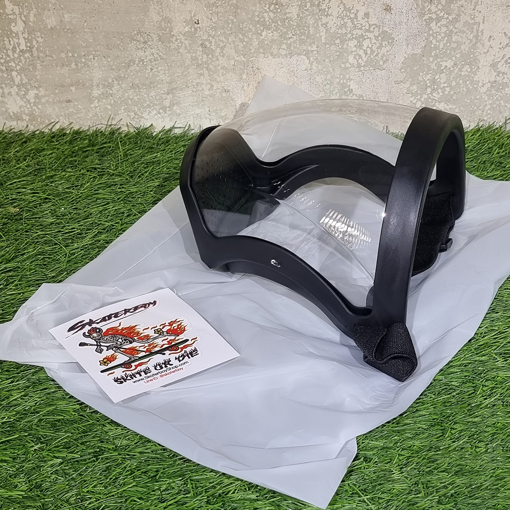 0101 ลด50% face shield ออกกำลังกาย คลุมทั้งหน้า ป้องกันละอองฝอย Airborne ระบายอากาศด้านล่าง