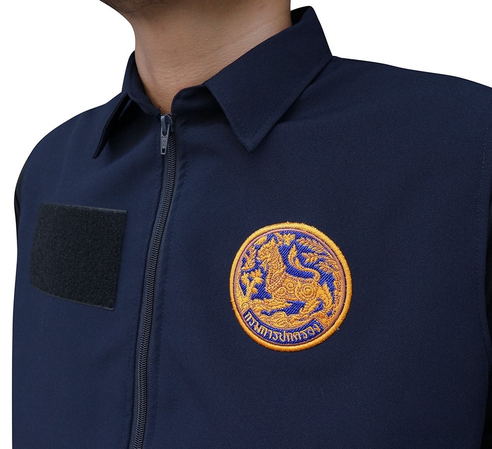 เสื้อกั๊ก กรมการปกครอง คอปก สีกรมท่า DB-01# (K0340)