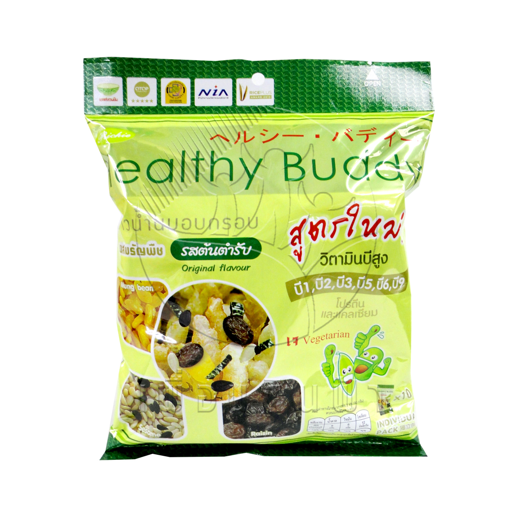 [Healthy Buddy] เฮลท์ตี้ บัดดี้ ข้าวน้ำนมอบกรอบ ผสมธัญพืช รสต้นตำหรับ (สูตรใหม่)