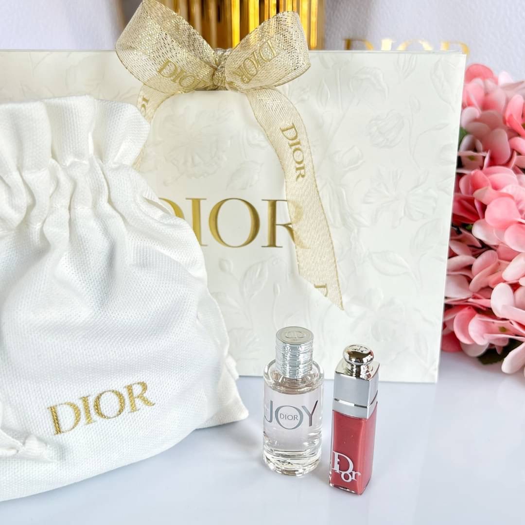 Dior Joy Miniature Set : Perfume & Lip Gloss + ถุงผ้า ( 3 Items )