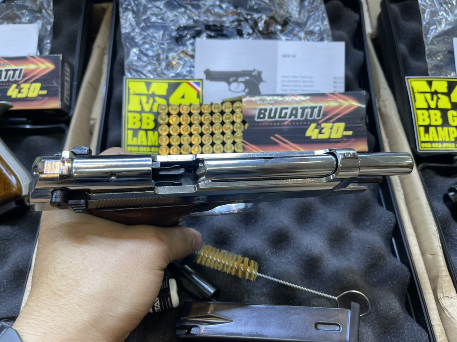 RETAY บาเรทต้า MOD 92 เงินเงา ด้าม ไม้