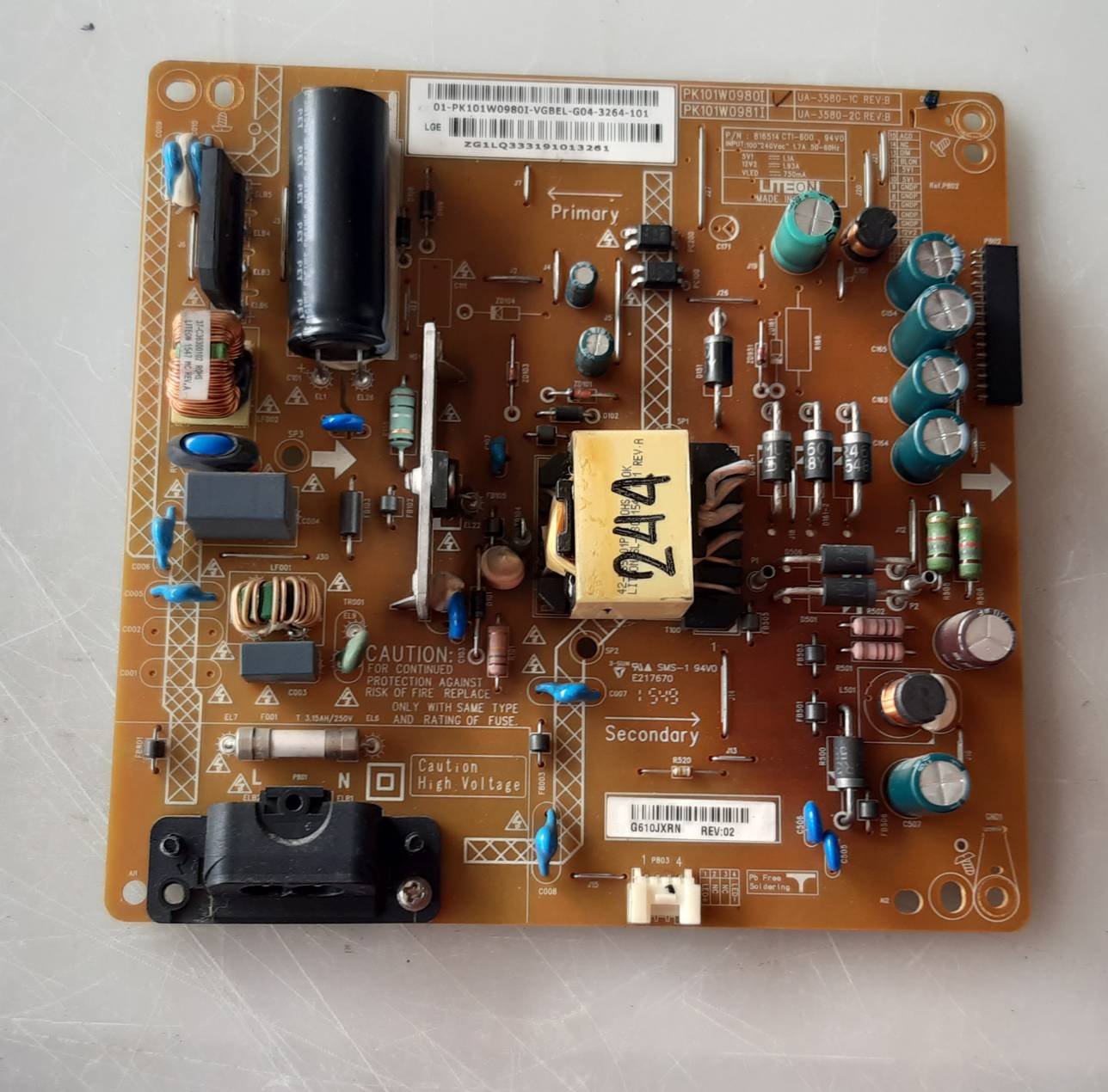อันที่ 244 LG 32LF520D ซัฟฟลาย PK101W0980I UA-3580-1C ดีเทสแล้ว