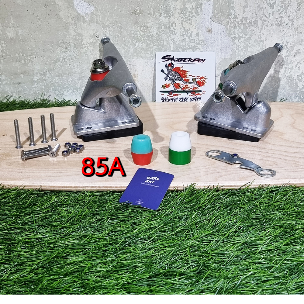 [0306] Surf truck (short spring). Can be fully turned. Bolt holes are threaded. Width 6.25 inches, height 2.5 inches. Great value.